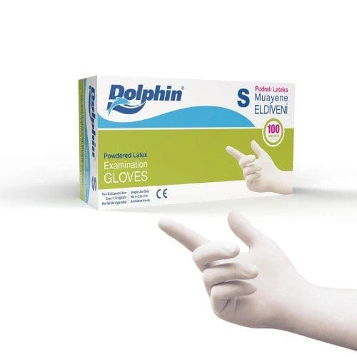 Dolphin Pudralı Lateks Muayene Eldiveni S Beden 100'lü Paket