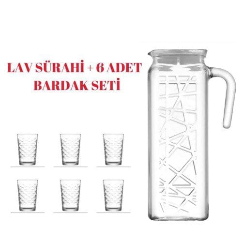 LAV Sürahi + 6'lı Sedef Bardak Seti