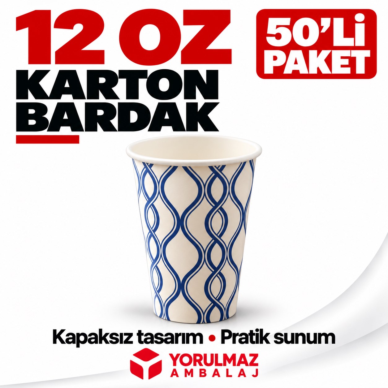 12 Oz Karton Bardak | Soğuk İçecek Uyumlu Tek Kullanımlık Kağıt Bardak 50 Li