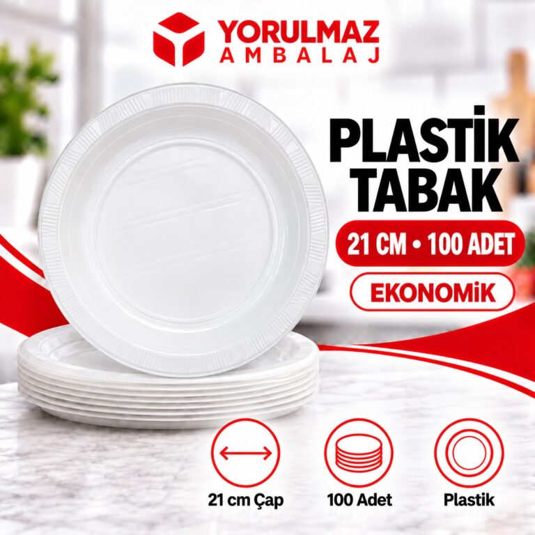 21 Cm Ekonomik Plastik Tabak 100'lü | Tek Kullanımlık Tabak
