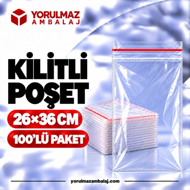 26x36 Cm Kilitli Poşet 100'lü  Şeffaf, Dayanıklı Ambalaj Poşeti