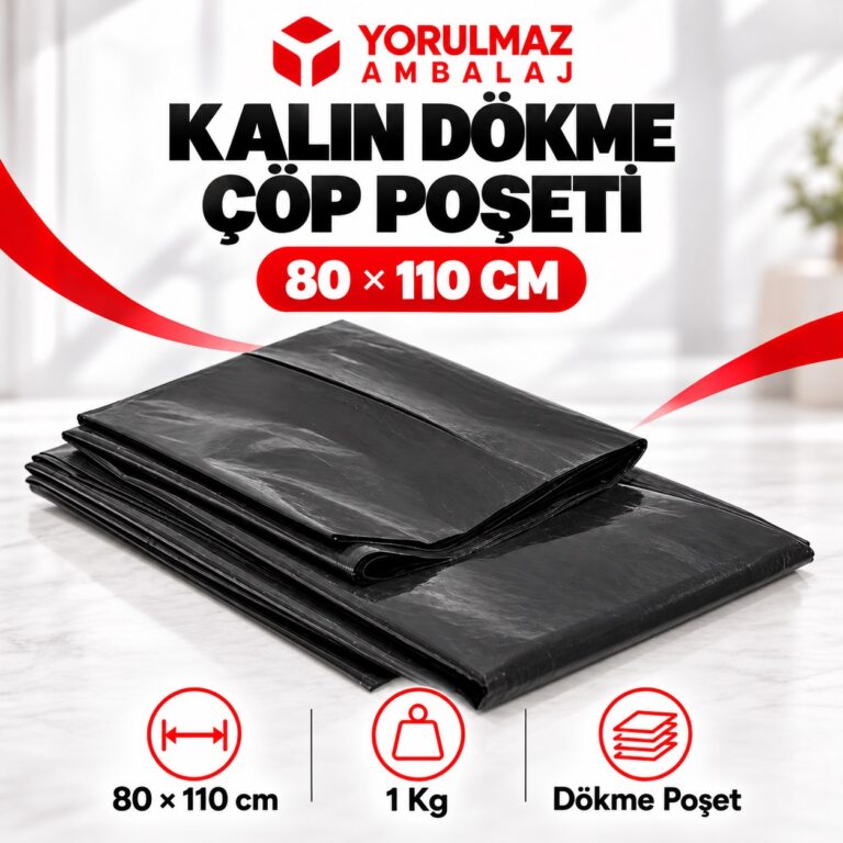 80x110 Kalın Dökme Çöp Poşeti 1 Kg | Ekstra Dayanıklı Jumbo Boy Siyah Çöp Torbası