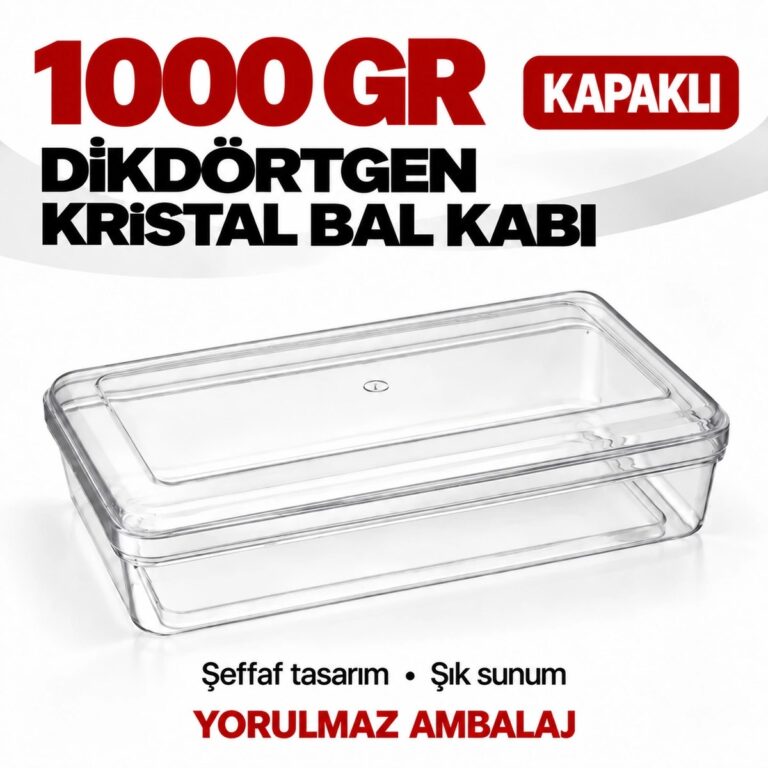 Dikdörtgen Bal Kabı Kristal 1000 Gr