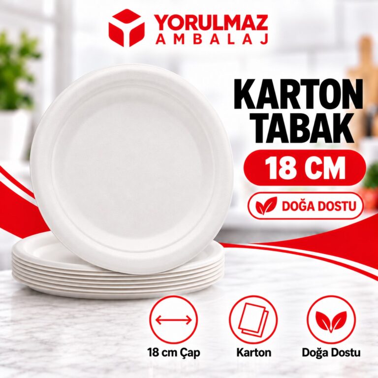 Doğa Dostu Karton Tabak 18 Cm  Ekolojik Kağıt Tabak | Meze, Tatlı, Pasta Ve Tek Kullanımlık