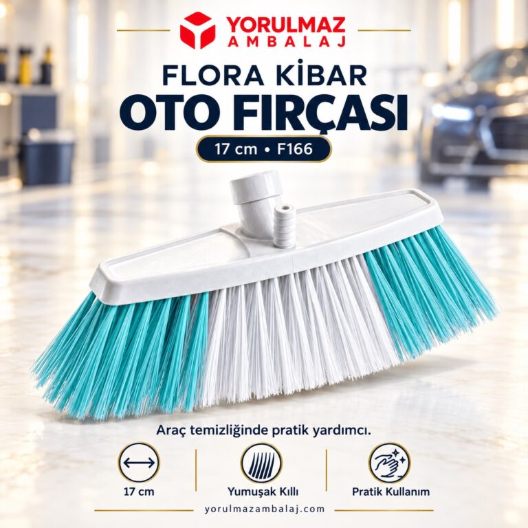 Flora Kibar 17 Cm Oto Fırçası | Yumuşak Kıllı, Çizmeyen Profesyonel Temizlik