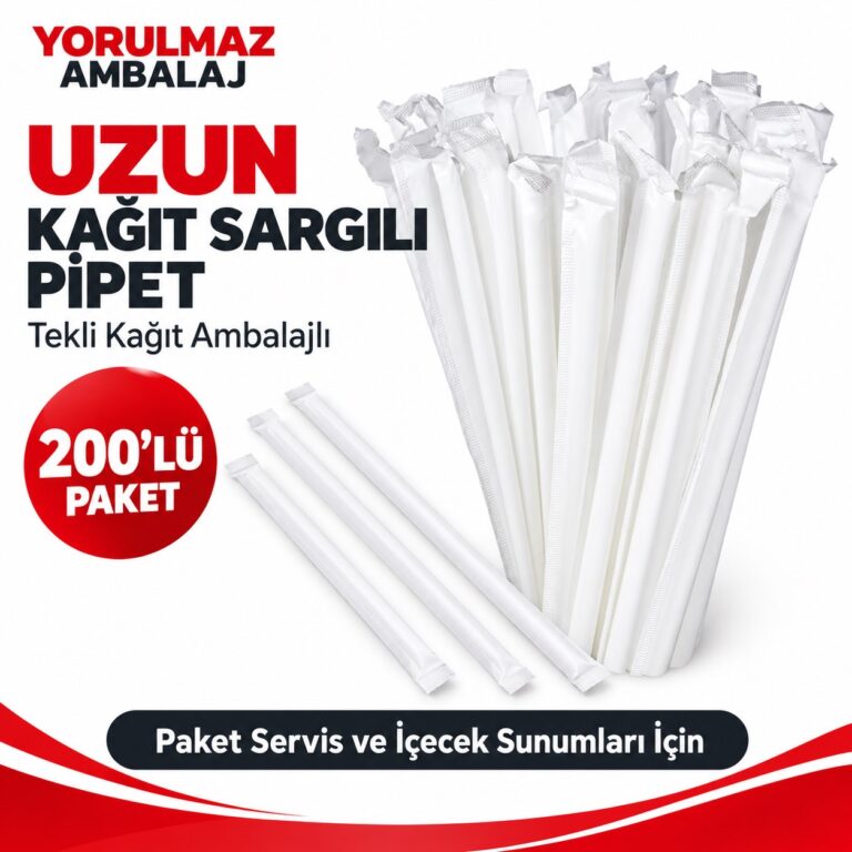 Kağıt Sargılı Pipet 200 Lü Uzun | Tek Tek Ambalajlı Pipet