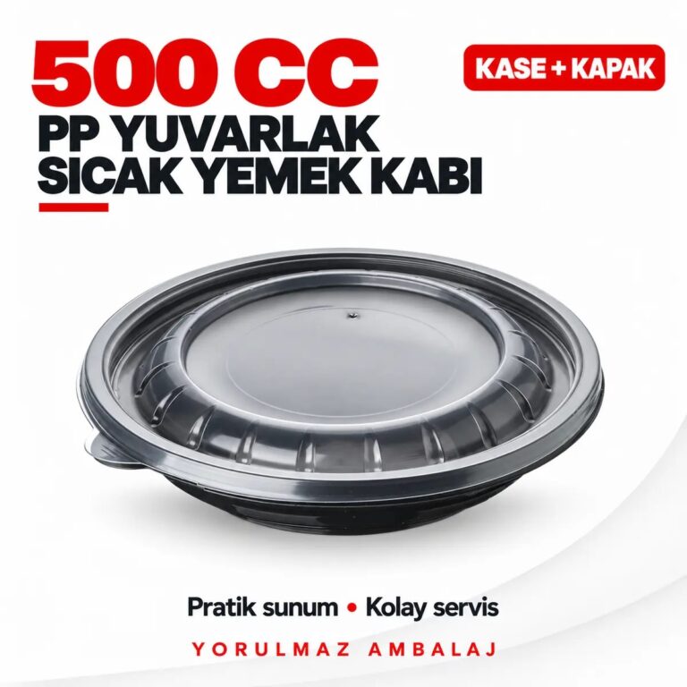 Kapaklı PP Yuvarlak Yemek Kabı 500 cc