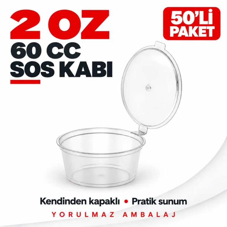 Kendinden Kapaklı Sos Kabı 60 cc 50’li