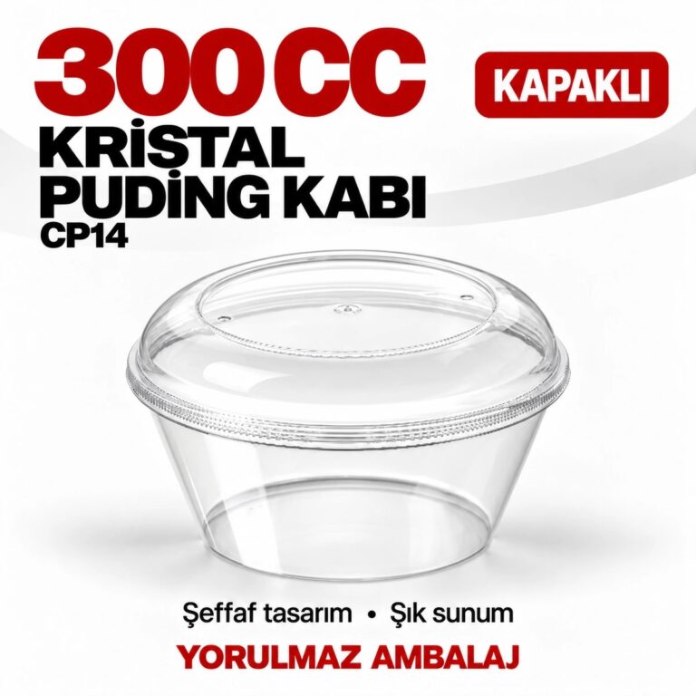Kristal Kapaklı Puding Kabı 300 Cc Cp14