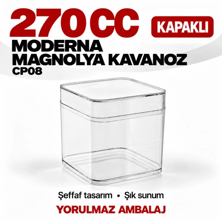 Kristal Kare Magnolya Kavanoz Moderna 270 Cc Kapaklı CP08