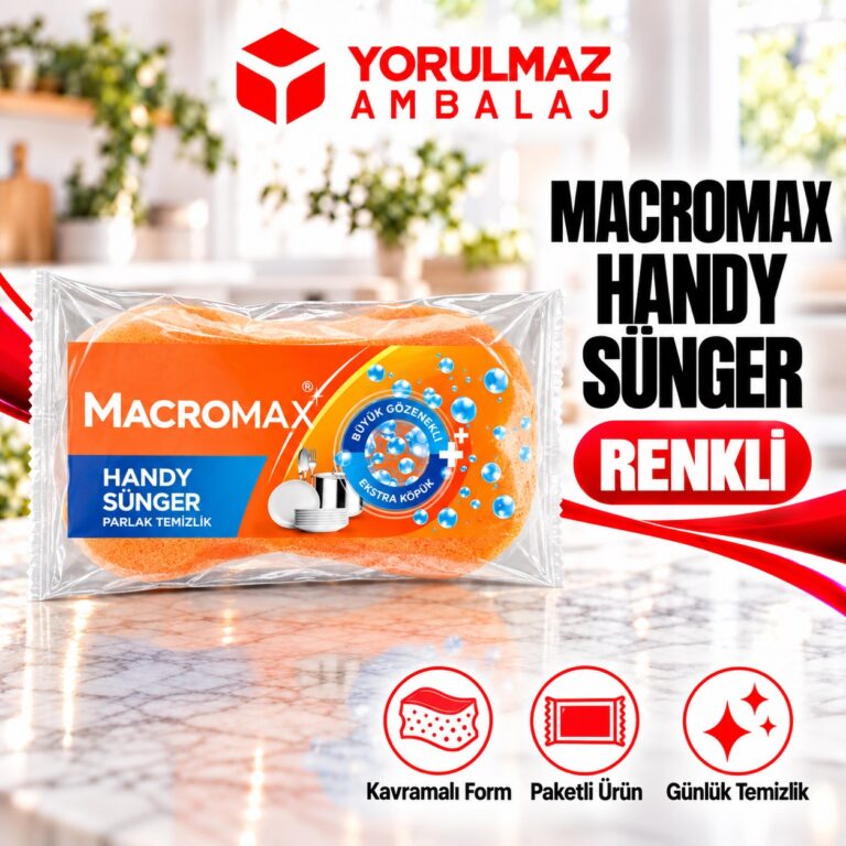 Macromax Handy Sünger 4'lü | Büyük Gözenekli, Uzun Süreli Köpük