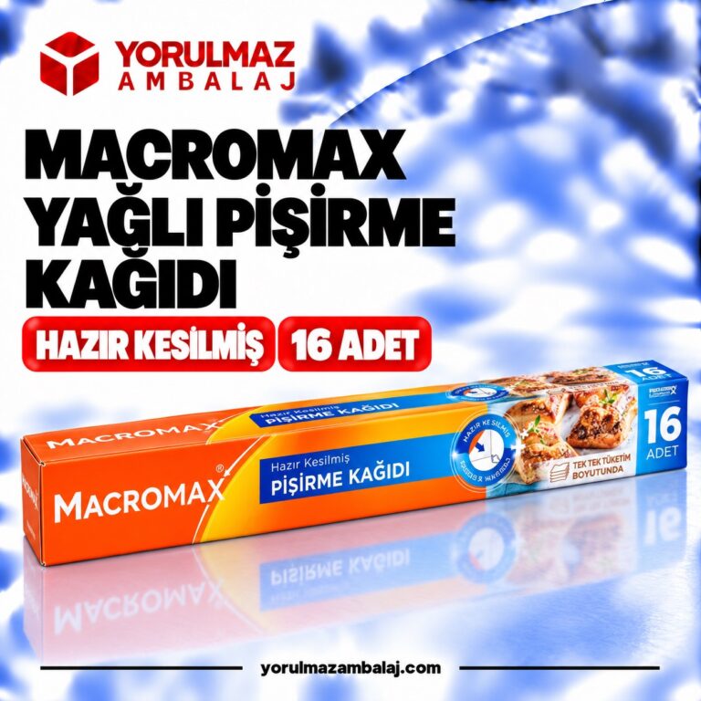 MACROMAX Hazır Kesilmiş Yağlı Pişirme Kağıdı 16 Adet | Yapışmaz Fırın Kağıdı | Gıda Onaylı