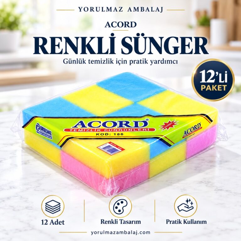 Renkli Sünger 12'Li | Çok Amaçlı, Yumuşak Ve Dayanıklı Temizlik Süngeri