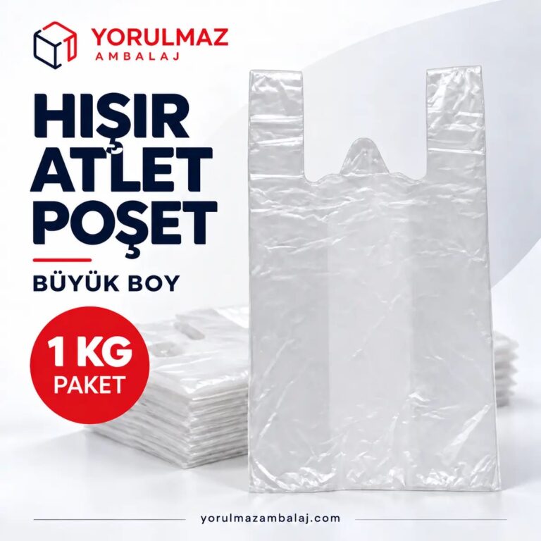 Şeffaf Atlet Poşet 30×45 cm | Büyük Boy 1 Kg Dayanıklı Market Poşeti