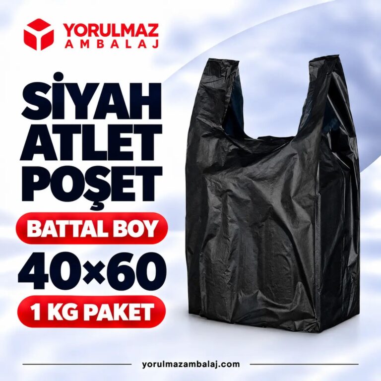 Siyah Atlet Poşet Battal Boy 40x60 Cm 1 Kg Market Manav Kargo Poşeti