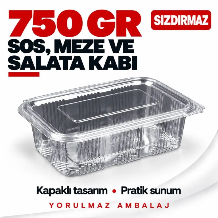 Sızdırmaz Kapaklı Meze Ve Salata Kabı 750 Gr