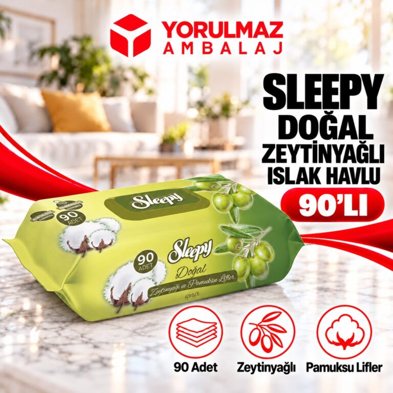 Sleepy Doğal Zeytinyağlı Islak Havlu 90'lı | Bebekler İçin Nazik Bakım
